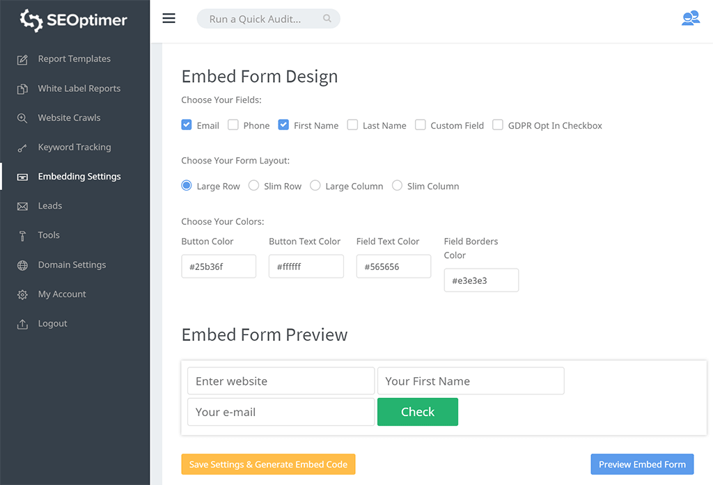 Indlejr formular design