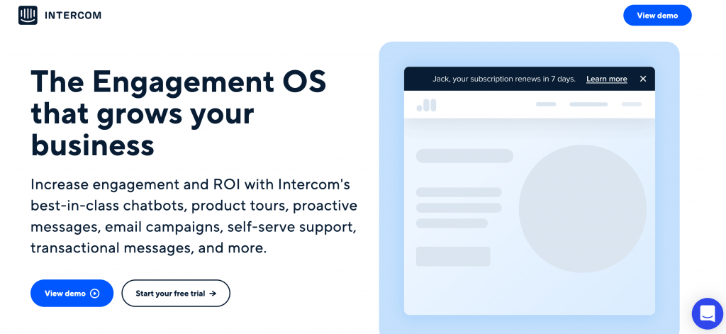 landing page intercom